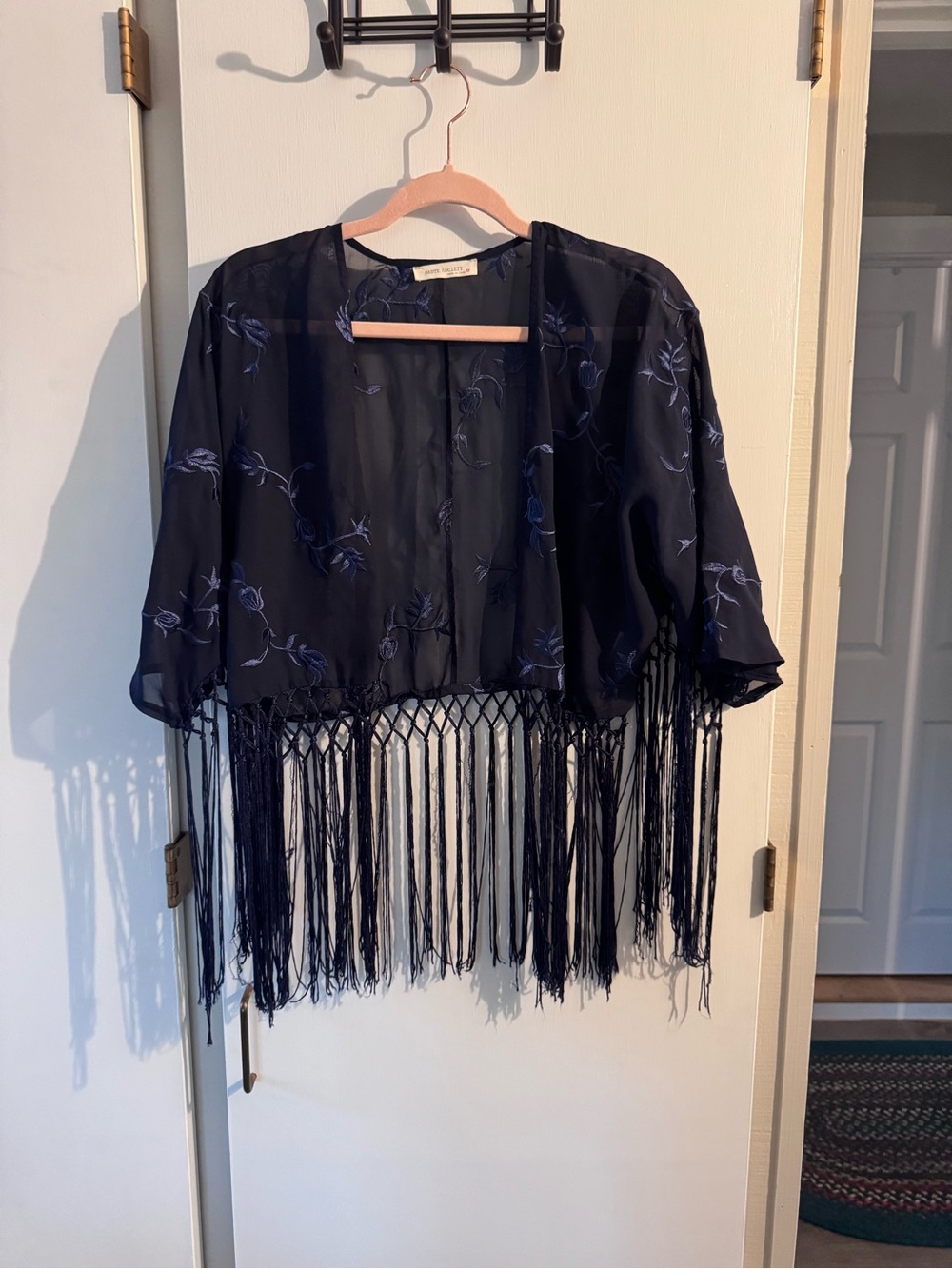 Haute Society Fringed Embroidered Shrug